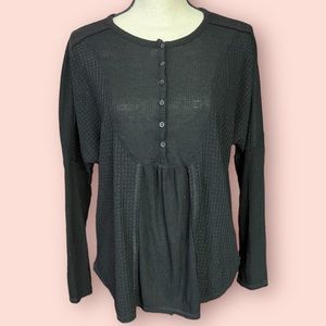 Gibson Look Women’s Waffle Knit Henley Shirt NWT